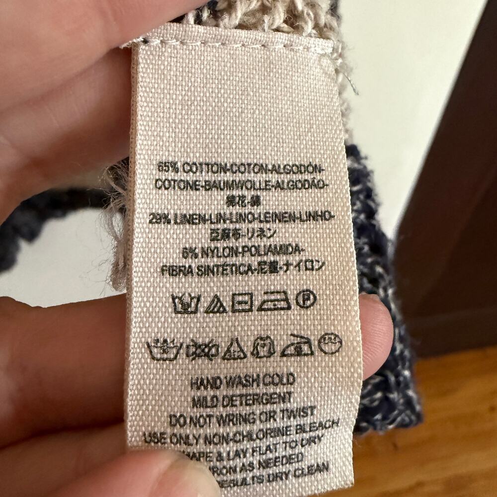 FREE PEOPLE Black and Cream Free Spirit Cotton Linen Blend Long Cardigan Small - Picture 7 of 7